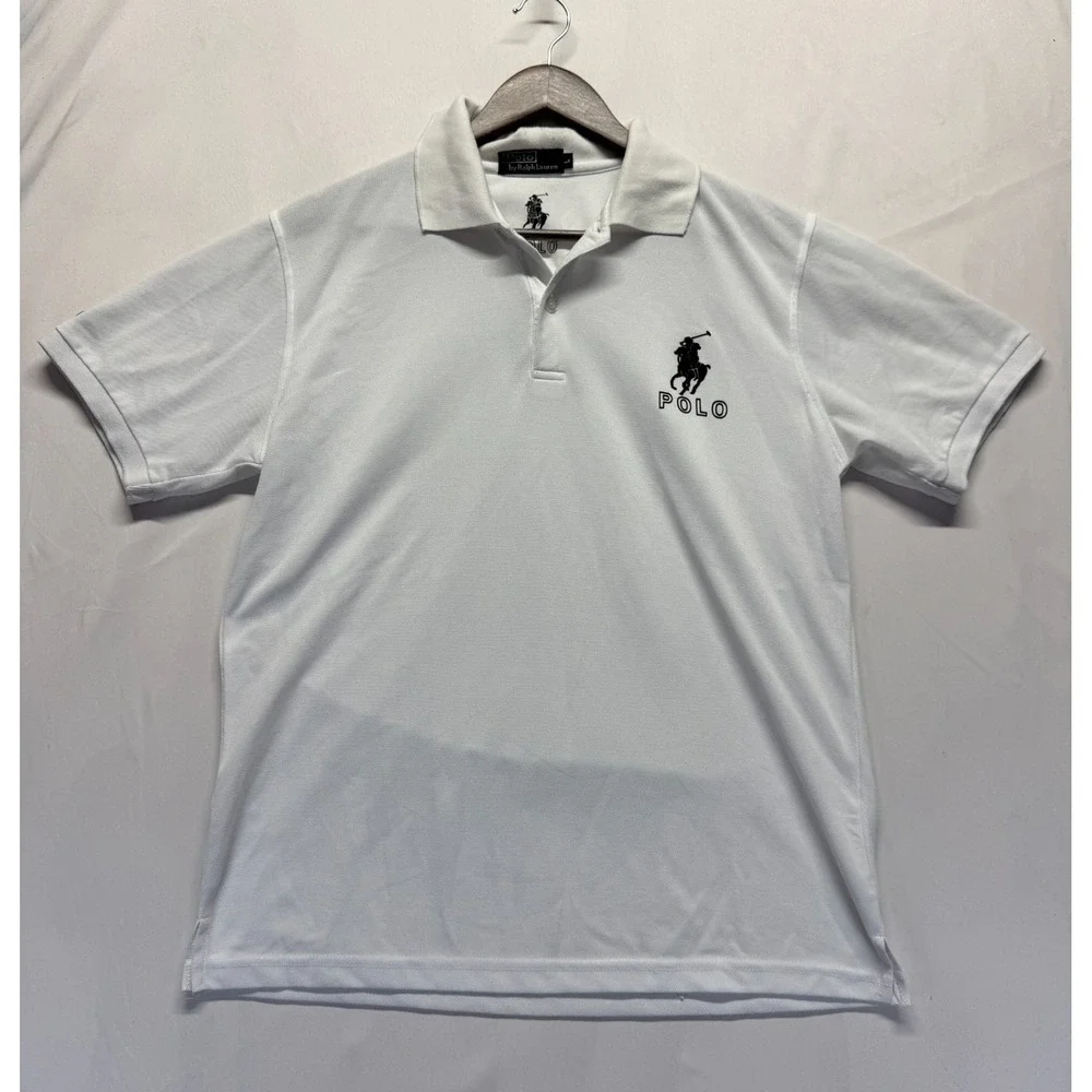 Polo Ralph Lauren Polo Shirt Mens Large White Pony Logo Cotton Golf Tennis
